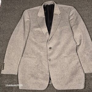 Bill Blass Mens 100% Camel Hair Blazer Gray 2 Button Sport Coat Jacket 46R